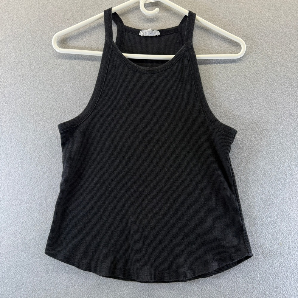 Splendid Black Ribbed‎ High Neck Tank Top RM1K020 Womens Size Medium